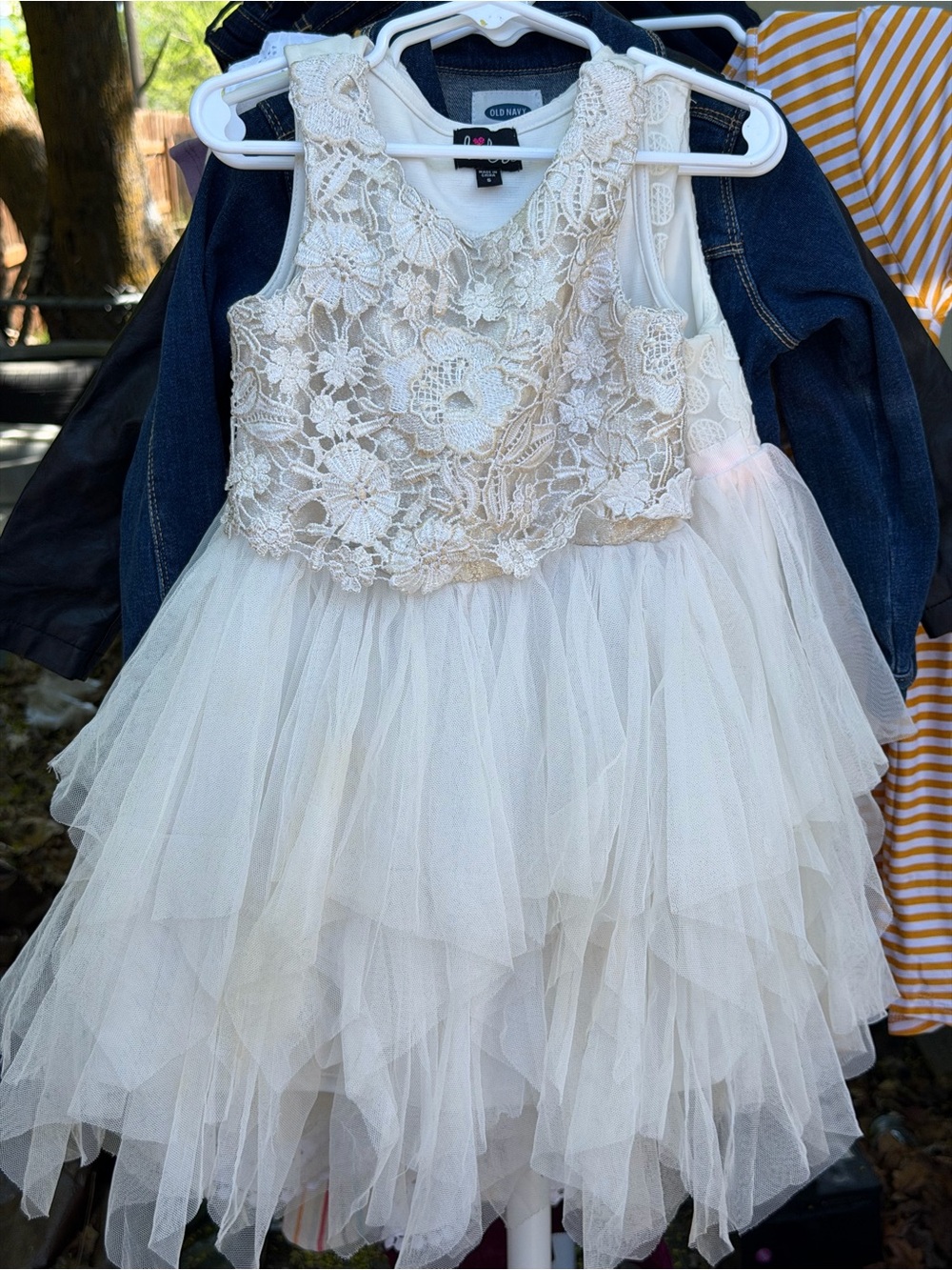 lilt Ivory Lace Floral Tulle Party Dress for Kids